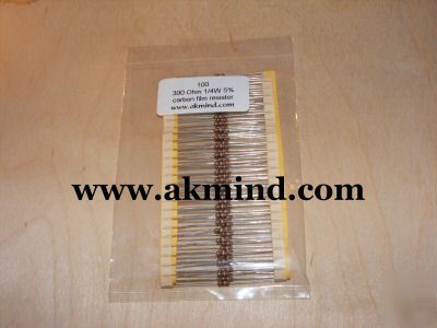 Pack of (100) 390 ohm 1/4W 5% carbon film resistor