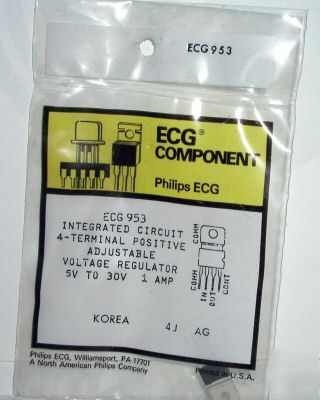 New ECG953 NTE953 adj regulator 1 amps 5 to 30V 