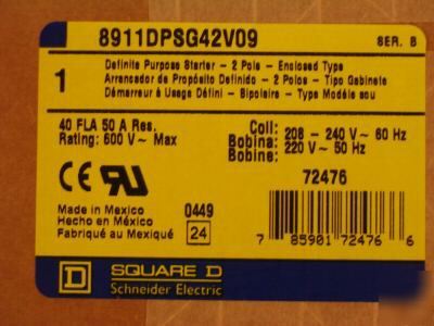 New brand square d magnetic starter 7.5HP 1PH 230VOLT