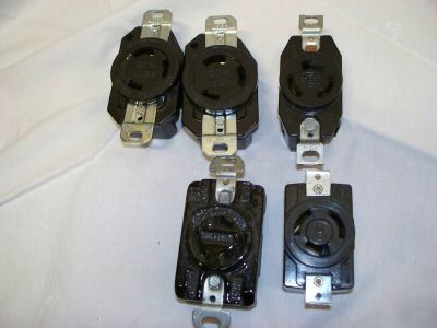 5 hubbell twistlock 3 pole receptacles 30/20A 250V nos 