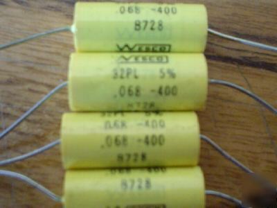 New 100PCS wesco 400V .068UF axial mylar capacitors 