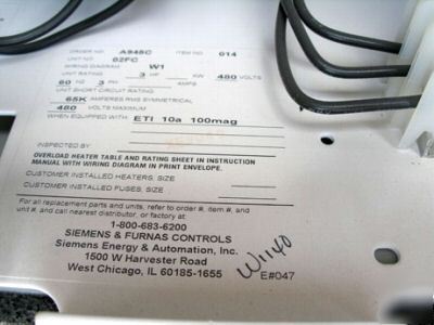 Siemens motor control bucket 10A ED63A010